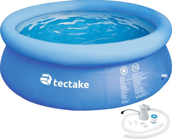 Tectake 402898 inflatable pool with filter ø 300 x 76 cm - blue