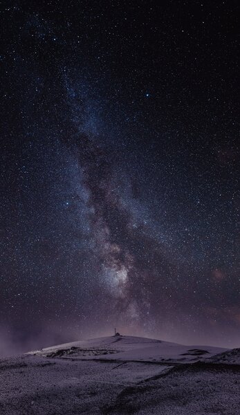 Art Photography Astrophotography picture of St Lary landscape with milky way on the night sky., Javier Pardina, (22.5 x 40 cm)