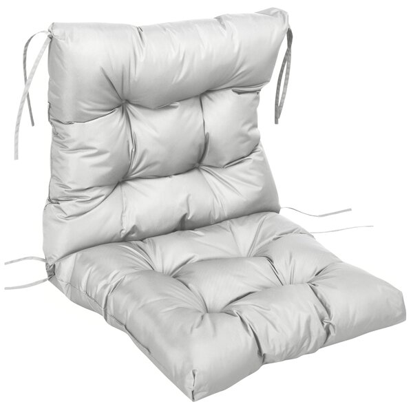 Outsunny Garden Back Chair Cushion, Comfortable Patio Seat Cushion Pad with Backrest for Outdoor & Indoor Use, Light Grey Aosom UK