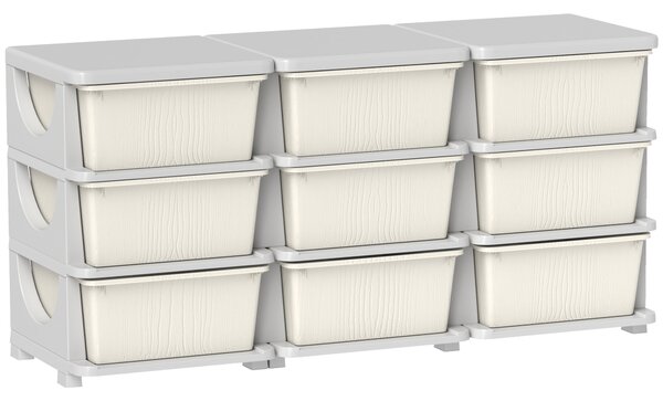 HOMCOM Kids Storage Unit, with Nine Drawers - Cream