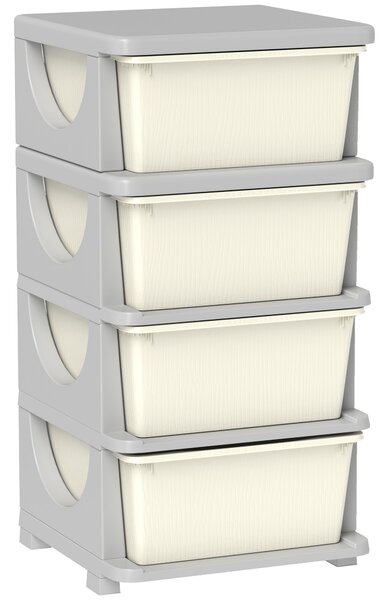 HOMCOM Four-Tier Kids Storage Boxes, with Four Drawers - White