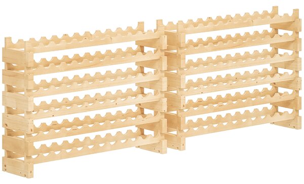 HOMCOM Six-Tier, 72 Bottle Wooden Wine Rack Set of 2 - Natural