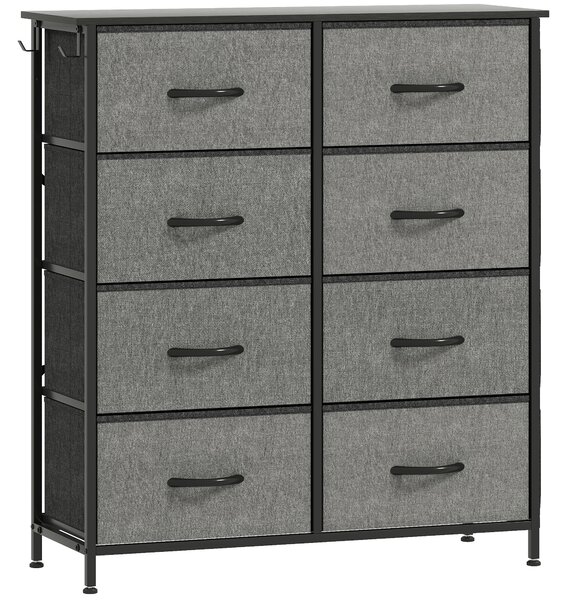 HOMCOM Chest of Eight Fabric Drawers - Charcoal Grey