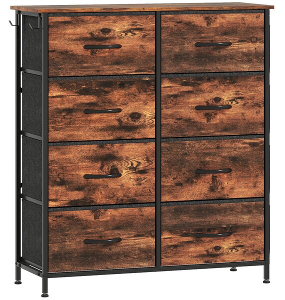 HOMCOM Chest of Eight Fabric Drawers - Rustic Brown