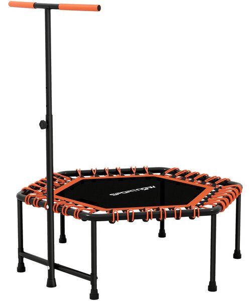 SPORTNOW 45" Rebounder Trampoline for Adults, Quiet Bungee Rebounder with LED Lights and Adjustable Handle, Orange