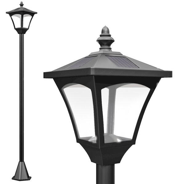 Outsunny Outdoor Solar Powered Post Lamp Sensor Dimmable LED Lantern Bollard Pathway 1.2M Tall – Black Aosom UK