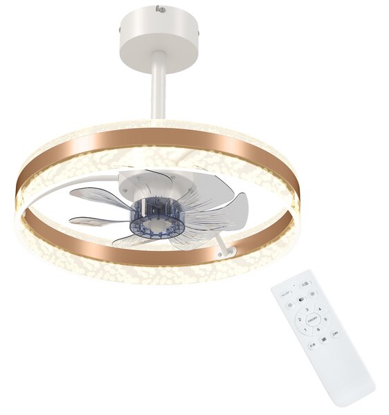 HOMCOM Ceiling Fan with LED Light and Remote - Gold Tone