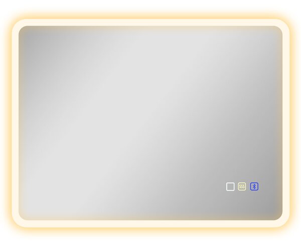 HOMCOM 60 x 80 cm Backlit Illuminated Bathroom Mirror with LED Lights and Bluetooth - Silver Tone