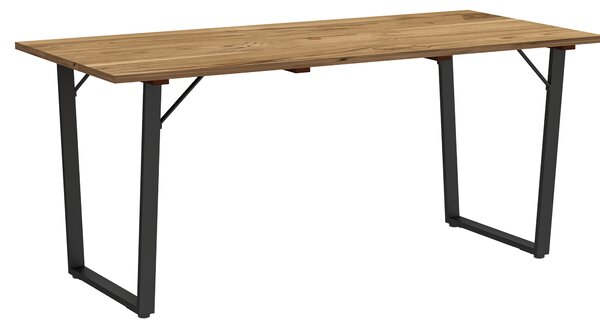 Outsunny Garden Table for 6, 175 x 80 cm Large Rectangle Outdoor Dining Table with 5cm Parasol Hole and Slatted Top, Weather Resistant Fir Wood Patio Table for Balcony, Terrace, Brown