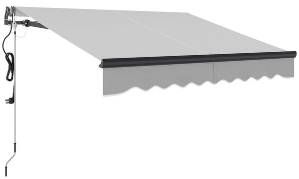 Outsuny Retractable Awning UV30+, Waterproof Awing for Patio Garden Window, Electric Awning with Remote Control, Light Grey Aosom UK