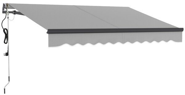 Outsunny 3 x 2.5m Electric Awning with Remote Controller, Waterproof UV30+ Retractable Awning, Aluminum Frame Sun Shade Canopy, Light Grey Aosom UK