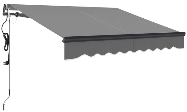 Outsunny 2.5 x 2m Electric Awning with Remote Controller, Aluminium Frame DIY Retractable Awning, UV30+ Sun Shade Canopy for Garden Patio Deck Door Window, Dark Grey