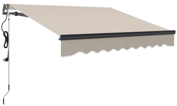 Outsunny 2.5 x 2m Electric Awning with Remote Controller, Aluminium Frame DIY Retractable Awning, UV30+ Sun Shade Canopy for Garden Patio Deck Door Window, Beige