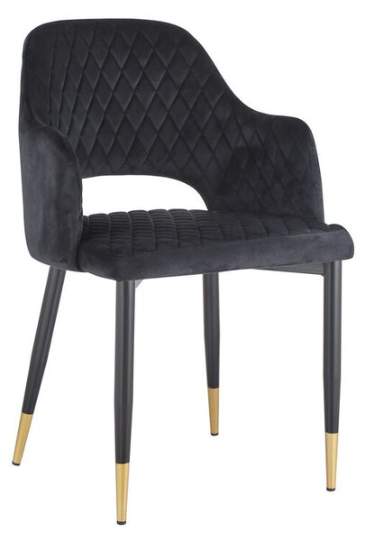 Armchair Romimex Black Grey Velvet Metal MDF Wood 60 x 85 x 58 cm