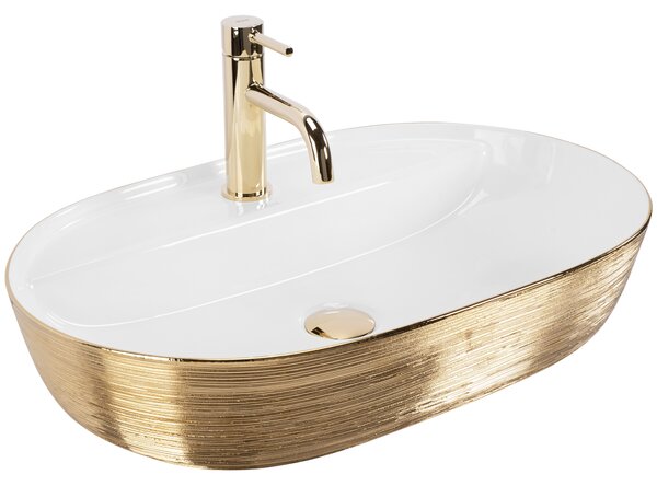 Countertop washbasin Rea Aura 61 White Gold Brush
