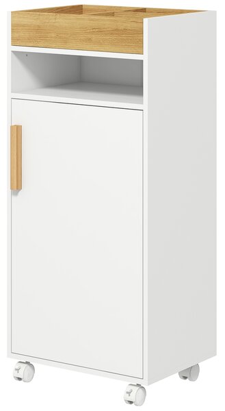 Kleankin Bathroom Cabinet with Wheels, Bathroom Storage Cabinet w/ Cushioned Door, Removable Tray, Open Compartment & Adjustable Shelves Aosom UK