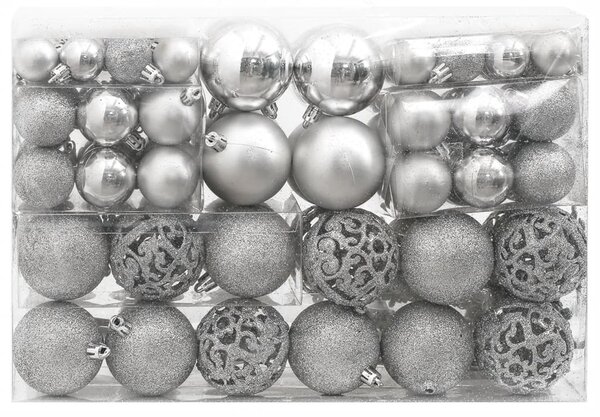 111 Piece Christmas Bauble Set Silver Polystyrene