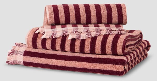 Rhubarb & Rose Pembroke Stripe Cotton Towels | Hand Towel | Piglet in Bed
