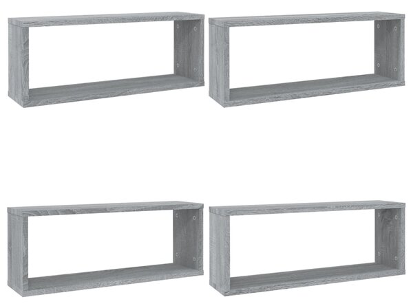 Wall Cube Shelves 4 pcs Grey Sonoma 60x15x23 cm Engineered Wood