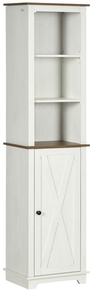 Kleankin Bathroom Cabinet, Tall Storage Cabinet with Door and Adjustable Shelves, 39.5 x 30 x 160 cm, White