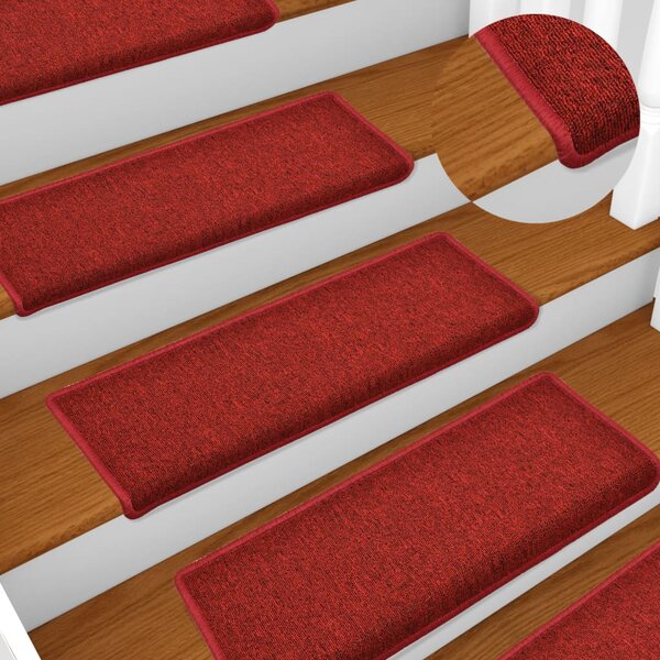 Carpet Stair Treads 15 pcs 65x25 cm Red