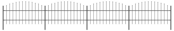 Garden Fence with Spear Top Steel (0.75-1)x6.8 m Black