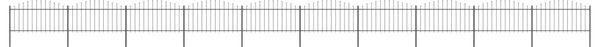 Garden Fence with Spear Top Steel (1.25-1.5)x17 m Black