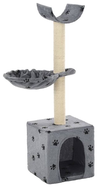 Cat Tree with Sisal Scratching Posts 105 cm Paw Prints Grey