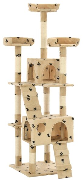 Cat Tree with Sisal Scratching Posts 170 cm Paw Prints Beige