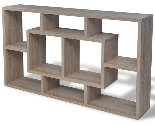 Floating Wall Display Shelf 8 Compartments Oak Colour