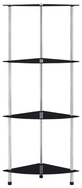 4-Tier Shelf Black 30x30x100 cm Tempered Glass