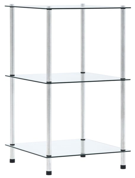 3-Tier Shelf Transparent 40x40x67 cm Tempered Glass