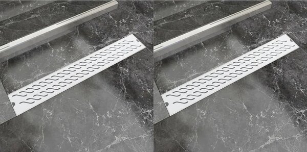 Linear Shower Drain 2 pcs Wave 730x140 mm Stainless Steel