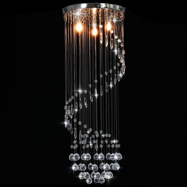 Ceiling Lamp with Crystal Beads Silver Spiral G9