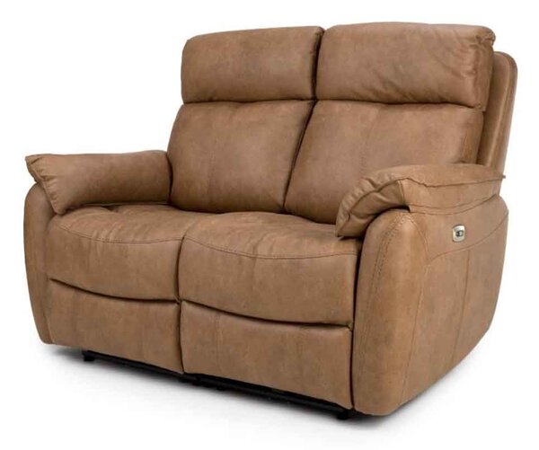 Torvani Faux Leather Electric Recliner 2 Seater Sofa in Brown
