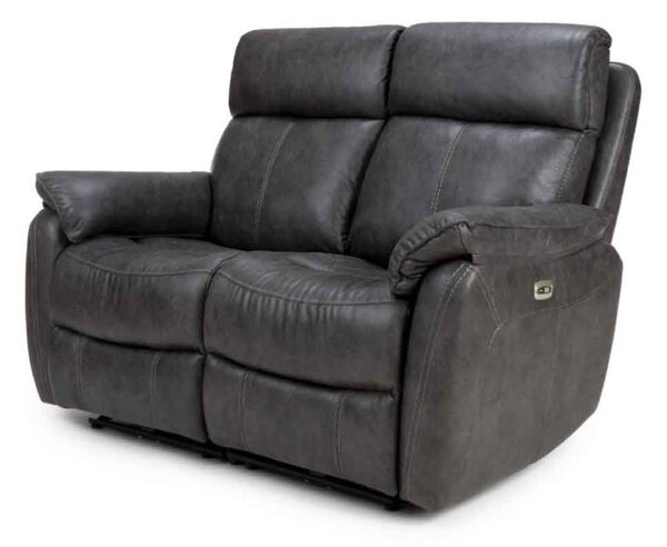 Torvani Faux Leather Electric Recliner 2 Seater Sofa in Dark Grey
