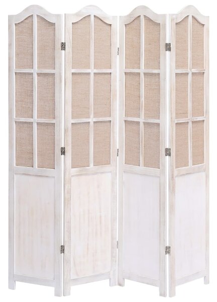4-Panel Room Divider White 140x165 cm Fabric