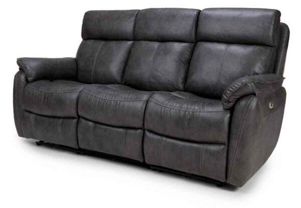Torvani Faux Leather Electric Recliner 3 Seater Sofa in Dark Grey