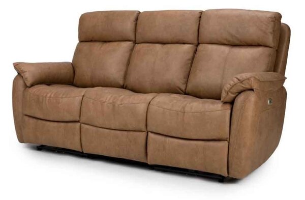 Torvani Faux Leather Electric Recliner 3 Seater Sofa in Brown
