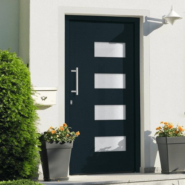 Front Door Aluminium and PVC Anthracite 100x210 cm