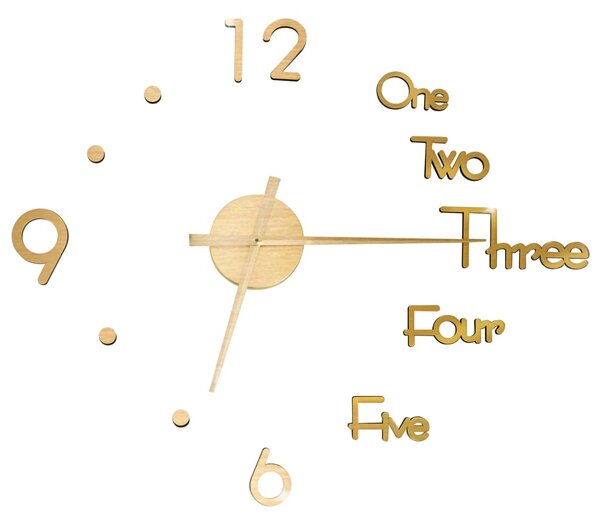 3D Wall Clock Modern Design Gold 100 cm XXL