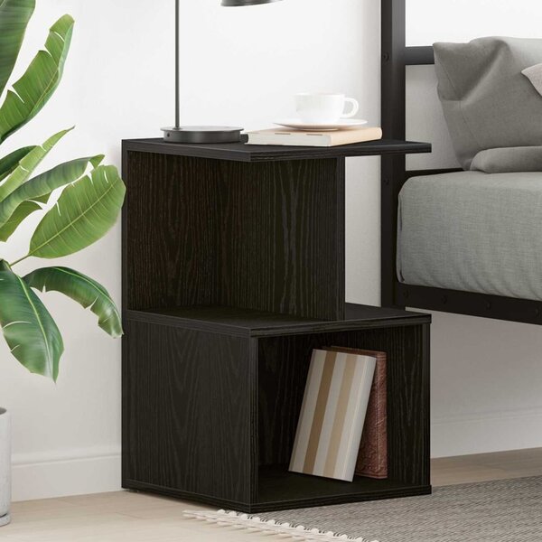 Aponka Wooden Bedside Cabinet With 1 Self - Black Oak
