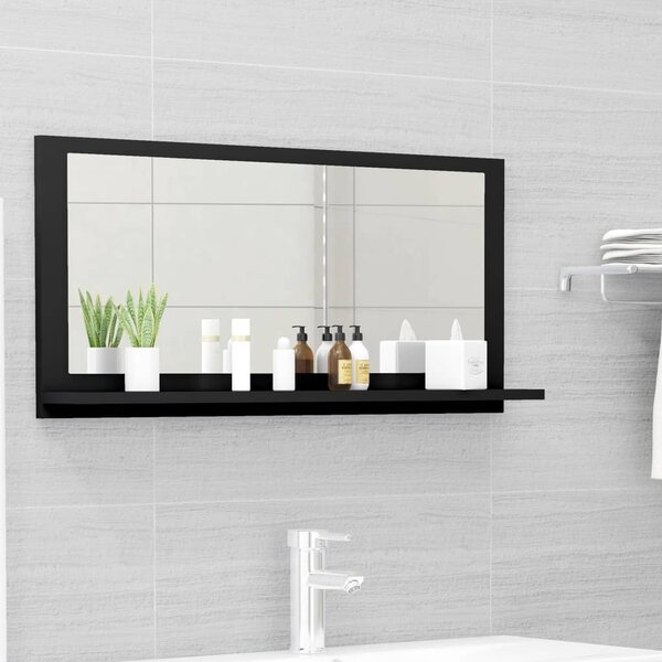 Bathroom Mirror Black 80x10.5x37 cm Engineered Wood