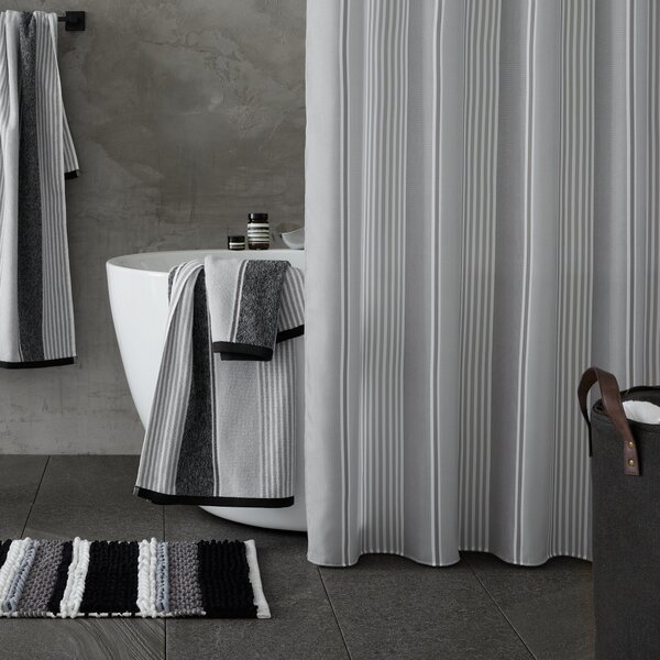 Catherine Lansfield Textured Stripe Shower Curtain Silver