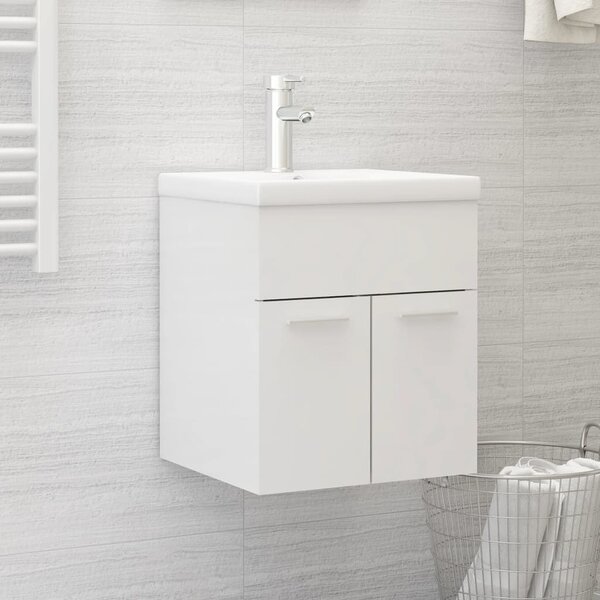 Sink Cabinet High Gloss White 41x38.5x46 cm Engineered Wood