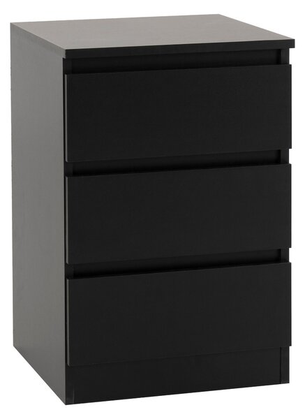 Walker 3 Drawer Bedside Table Black