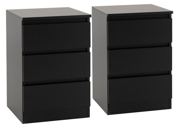 Set of 2 Walker 3 Drawer Bedside Tables Black