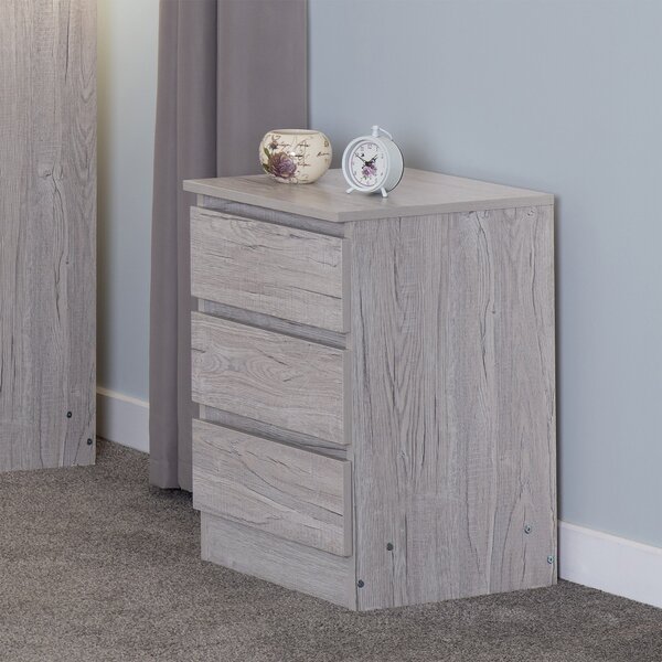 Malvern 3 Drawer Bedside Table Urban Snow