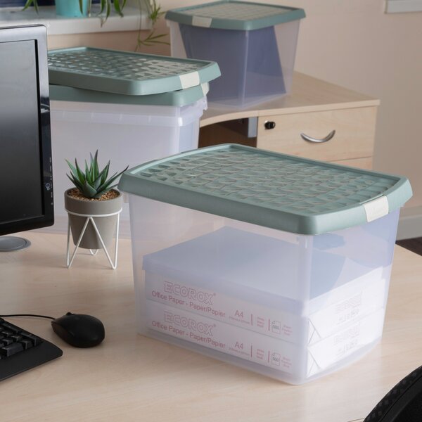 Wham Clip Pack of 4 22L Storage Boxes With Lids Green