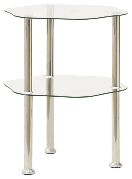 2-Tier Side Table Transparent 38x38x50 cm Tempered Glass